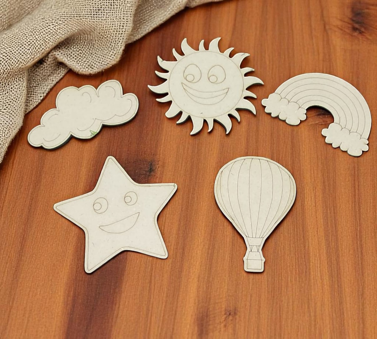 MDF PRE MARK CUT- 5 INCH SKY THEME (SET OF 5)