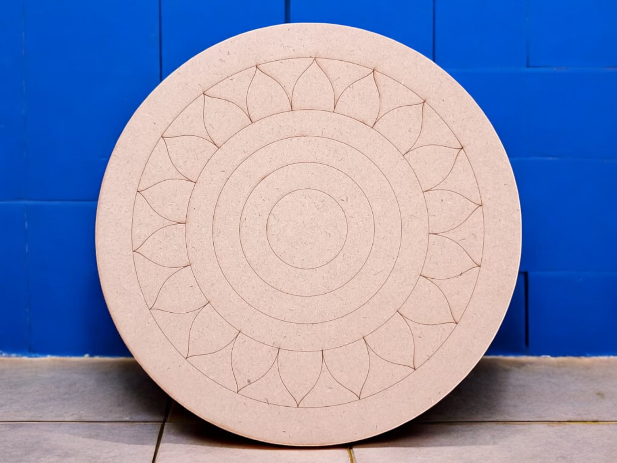 8 Inch MDF Mandala Art Pre-Marked Cutout for DIY Craft & Home Decor