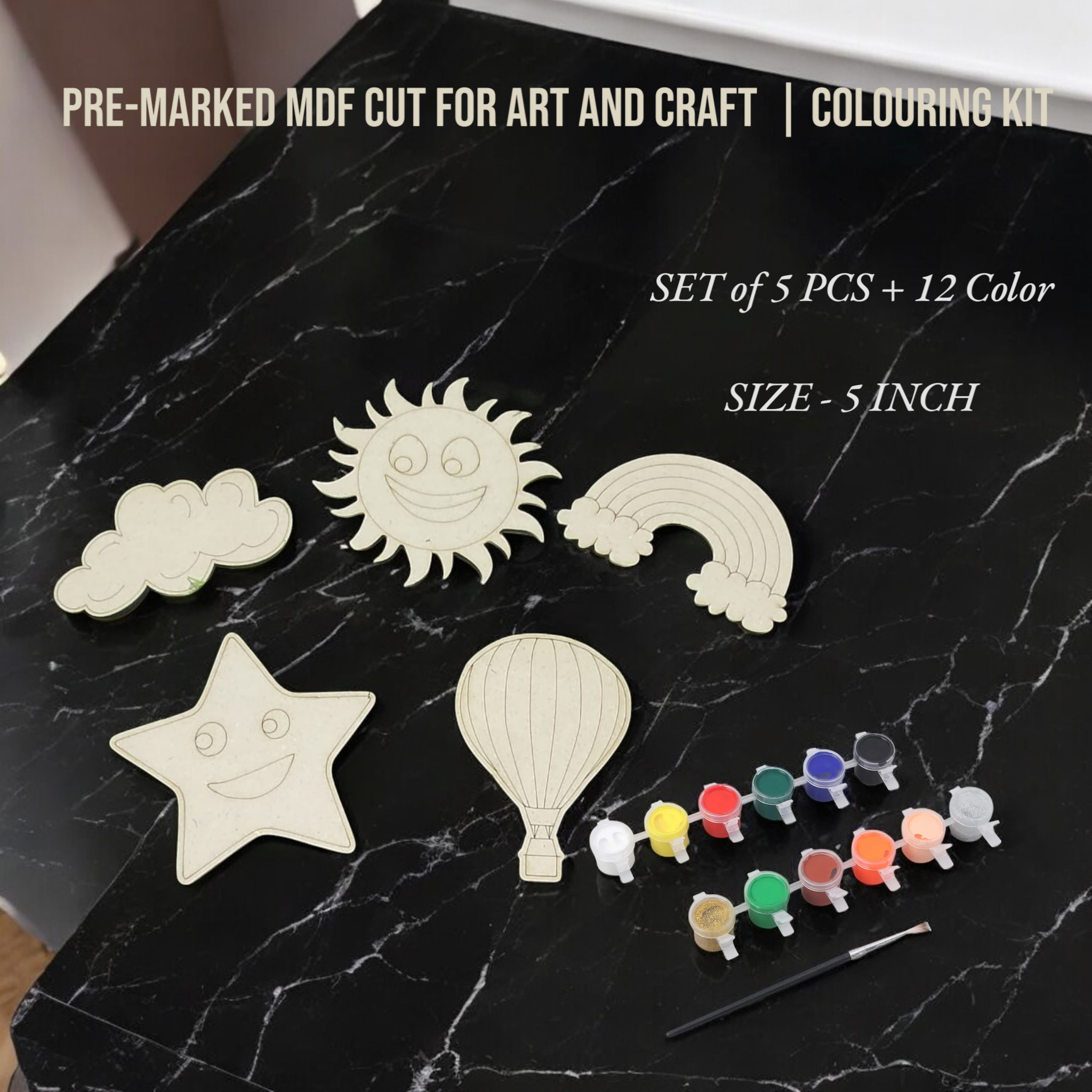 MDF PRE MARK CUT- 5 INCH SKY THEME (SET OF 5)