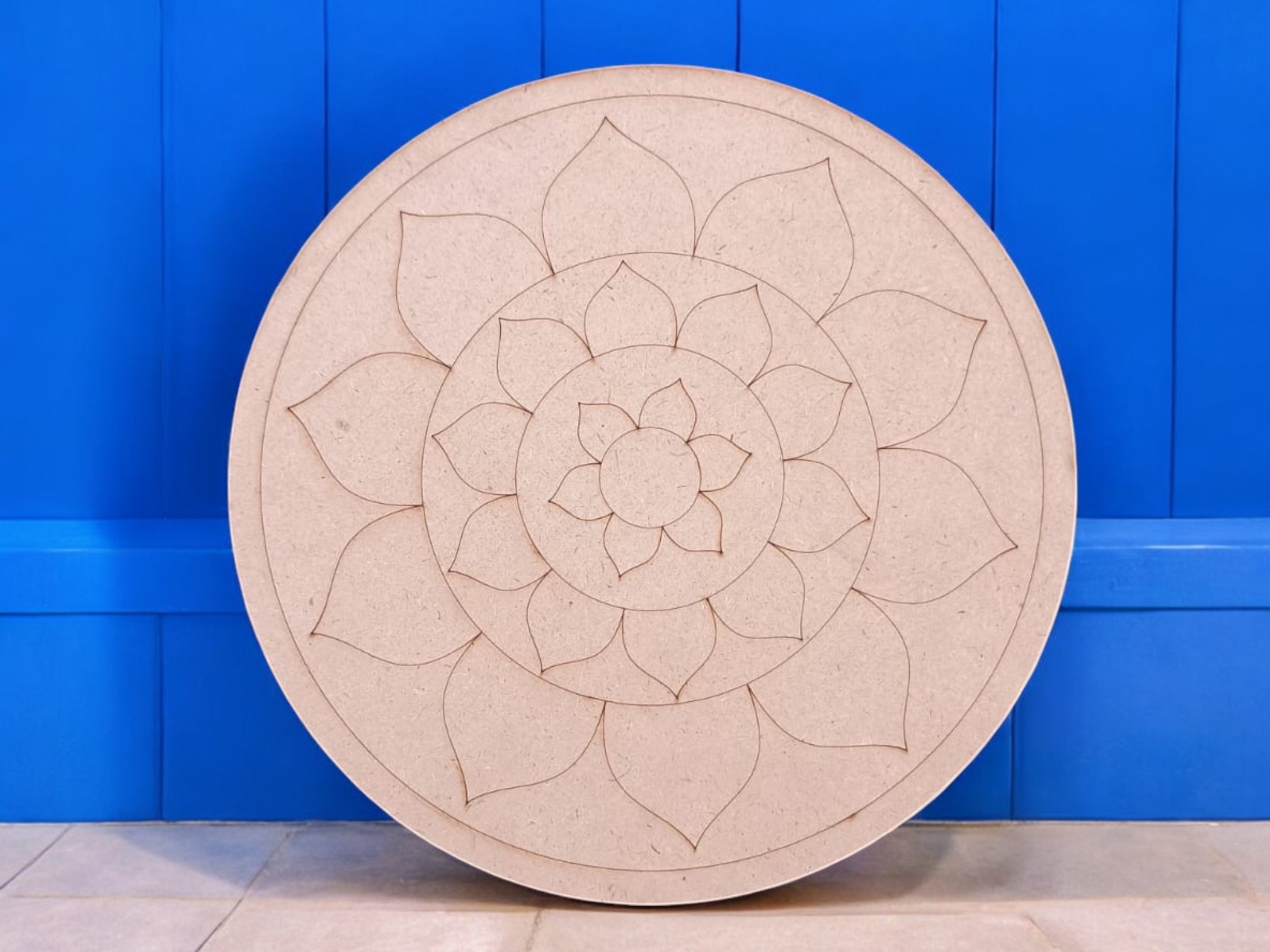 8 Inch MDF Mandala Art Pre-Marked Cutout for DIY Craft & Home Decor