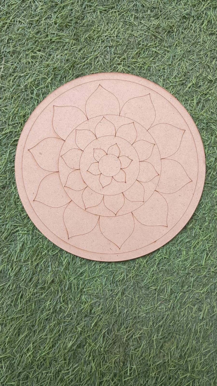 8 Inch MDF Mandala Art Pre-Marked Cutout for DIY Craft & Home Decor